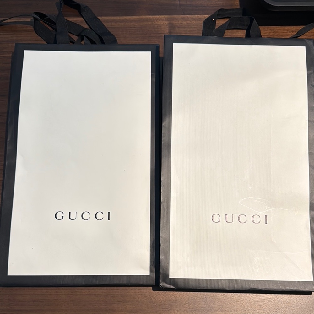 Gucci Black and White Shopping Bag